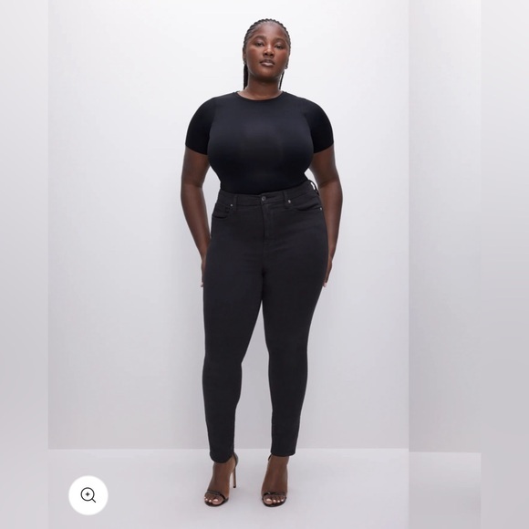 Good American Black Good Legs Mid Rise Stretch Denim Skinny Jeans